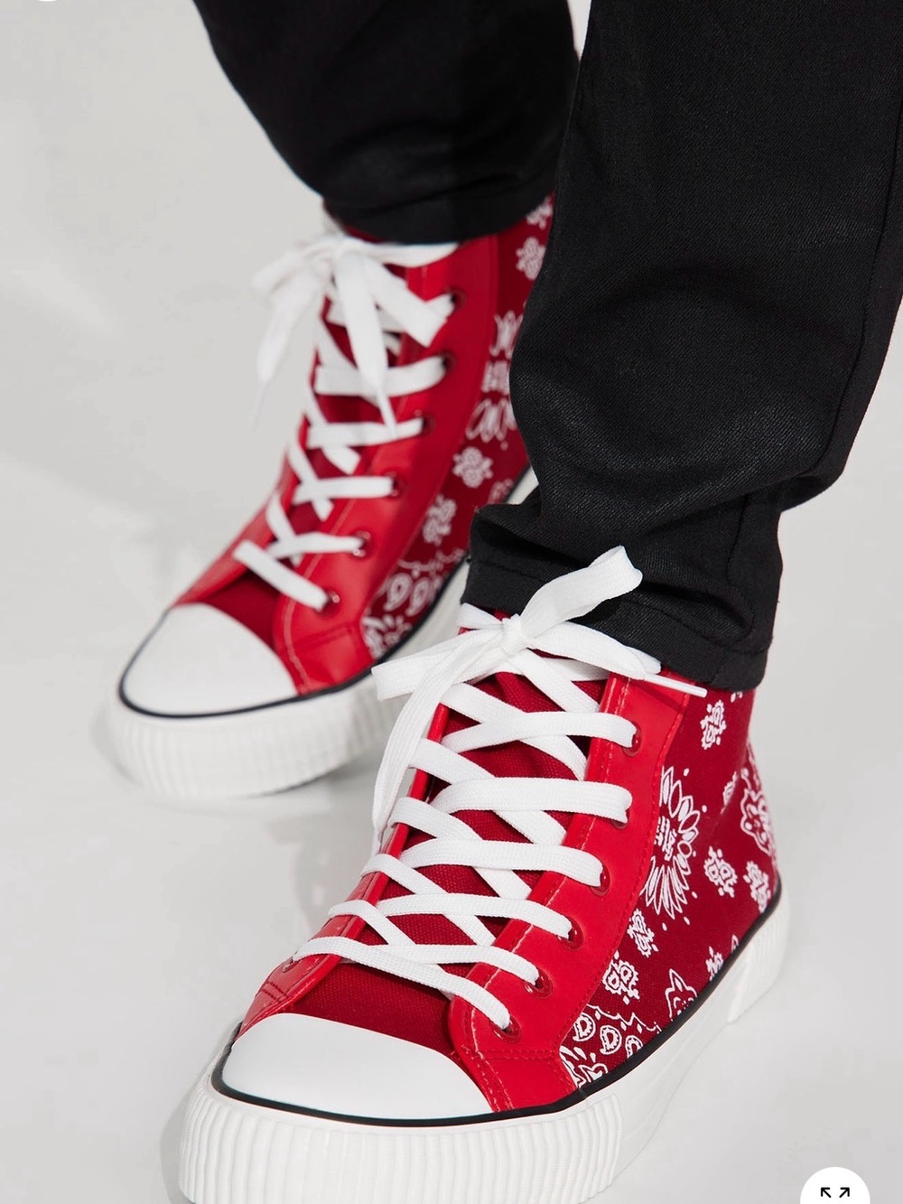 Men’s Fashion Nova Red Bandana-Print High-Top Sneakers size 13